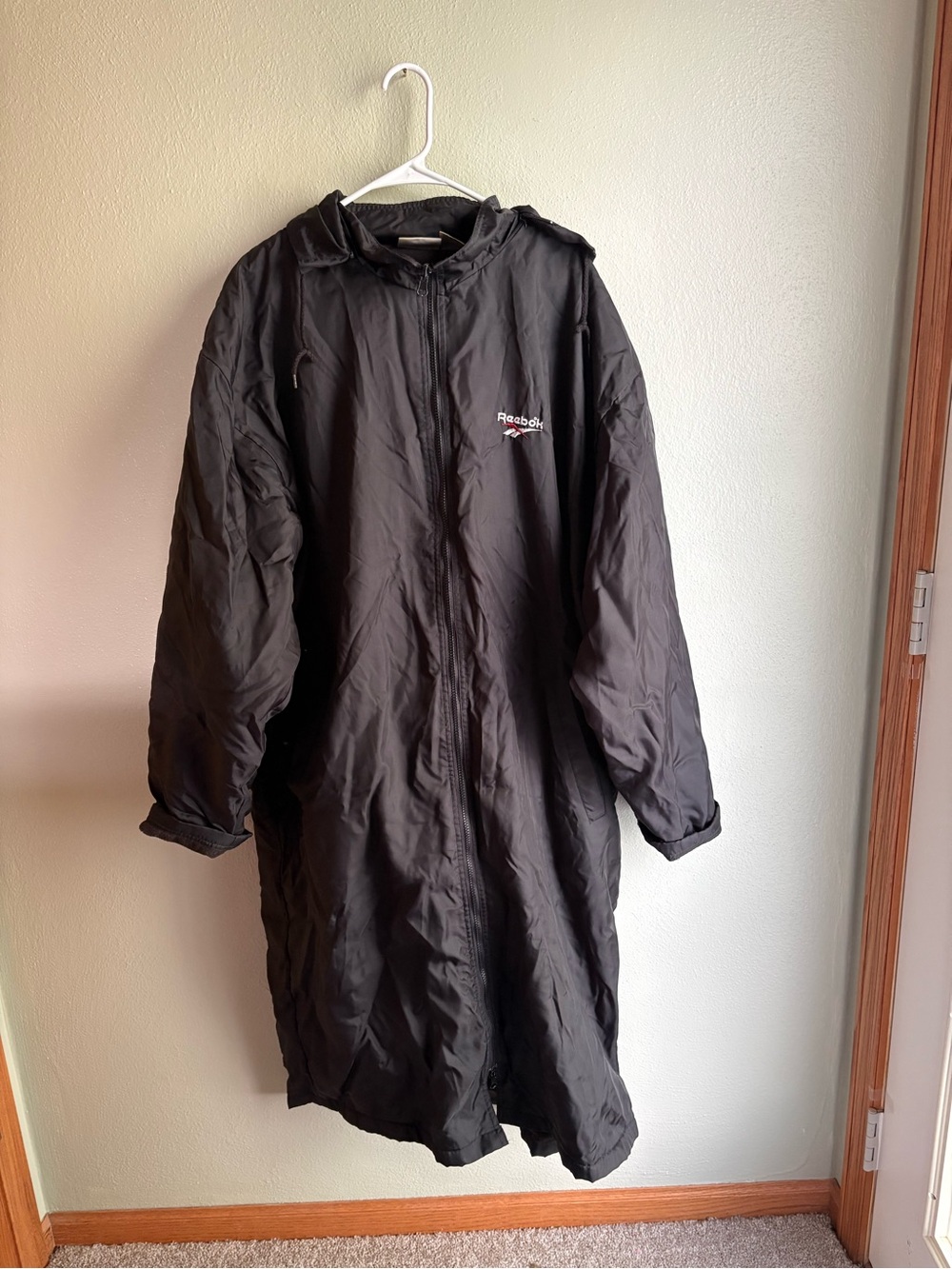 Reebok Women's Black Long Puffer Coat with Hood